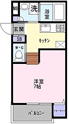 Luxe浜寺B棟 1Kの間取図画像