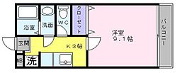 ノヴェレ石津 1Kの間取図画像