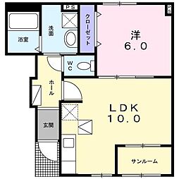 シャルム 1LDKの間取図画像