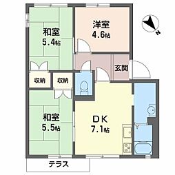 パロアルトA棟 3DKの間取図画像