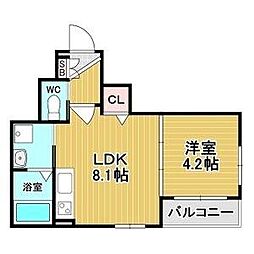 GRAND SUWA 1LDKの間取図画像