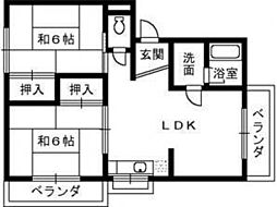 エコーハイツ 2LDKの間取図画像