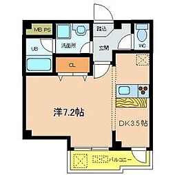 Primoおおとり 1Kの間取図画像