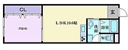 マンションはごろも 1LDKの間取図画像