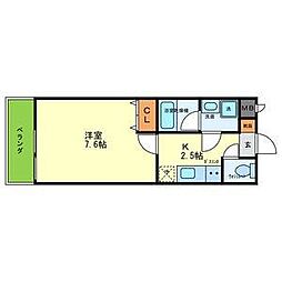 グランピア鳳 1Kの間取図画像