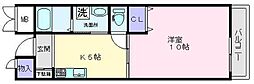 フェアリーコート鳳 1DKの間取図画像