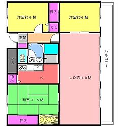 南海線 高石駅 徒歩3分の賃貸マンション 9階3LDKの間取り