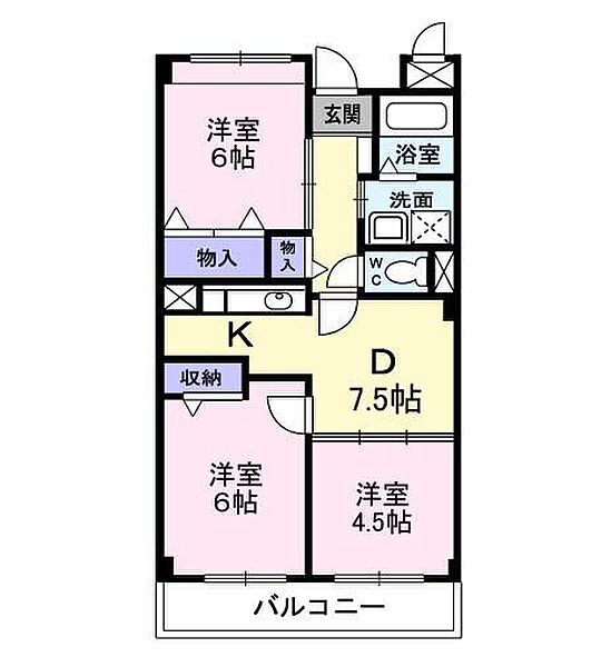 ブランドール板原 ｜大阪府泉大津市板原町２丁目(賃貸マンション3DK・2階・55.08㎡)の写真 その2