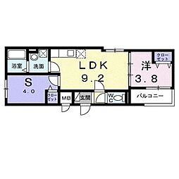南海線 高石駅 徒歩12分の賃貸アパート 1階1LDKの間取り