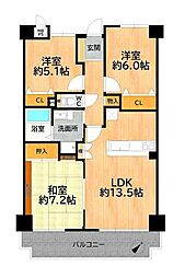 ライオンズマンション伏見くいな橋 3LDKの間取図画像