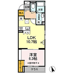 レジデンス葛西II 3階1LDKの間取り