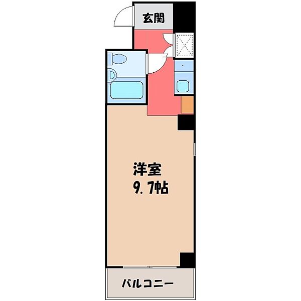 ウィステリア大通り ｜栃木県宇都宮市大通り2丁目(賃貸マンション1R・4階・22.55㎡)の写真 その2