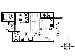イルリッシュ立花 ワンルームの間取図画像