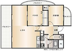 エスポワール千里 2LDKの間取図画像