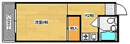 Sビル段原 2階1Kの間取り