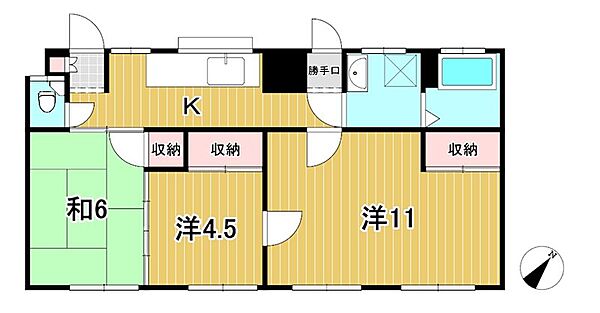 横山アパート 102｜茨城県日立市中成沢町４丁目(賃貸アパート3K・1階・59.62㎡)の写真 その2