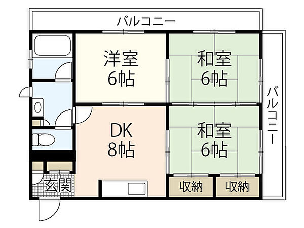 広島県広島市南区宇品神田2丁目(賃貸マンション3DK・2階・55.00㎡)の写真 その2