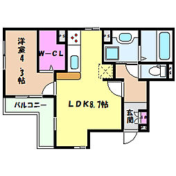 阪急神戸本線 六甲駅 徒歩7分の賃貸アパート 3階1LDKの間取り