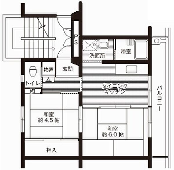 ビレッジハウス稲枝2号棟 ｜滋賀県彦根市肥田町(賃貸マンション2DK・3階・39.83㎡)の写真 その2