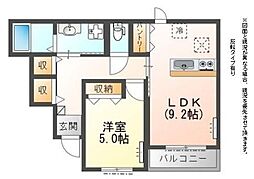 Ｖｉａ　Ｌｕｃｅ 1階1LDKの間取り