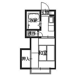 やりや 2階1Kの間取り