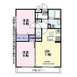 グランフォーレ 2階2LDKの間取り