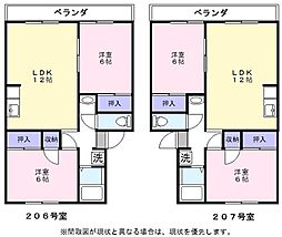 レークハイツ伊庭2 2階2LDKの間取り