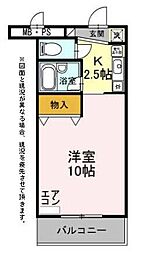 サンタウン竹鼻Ｂ 4階1Kの間取り