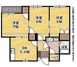 ＡＰＩＡみゅうるぶらん 2階3DKの間取り