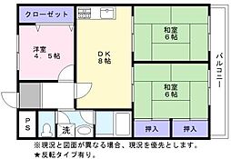 港屋第3ビルメゾンインペリアル 3DKの間取図画像