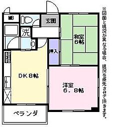 マンションヴェルジェ 2DKの間取図画像