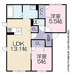 ヴィラコート2 2LDKの間取図画像