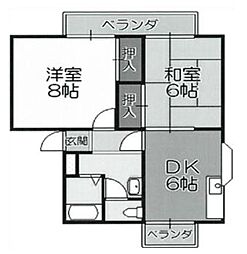 ナイスビュー小杉 2DKの間取図画像