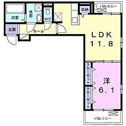 アビタシオン河瀬駅前 1LDKの間取図画像