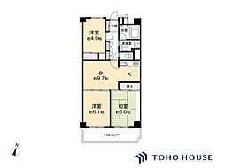 サンライズ伊奈 3DKの間取図画像
