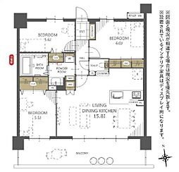 レーベンリヴァーレ坂戸リッツ 2LDKの間取図画像
