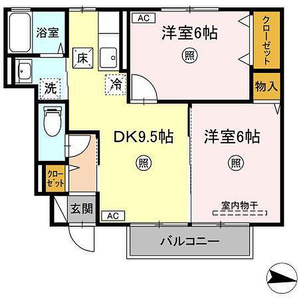 ファインシーク　A棟 103｜鳥取県米子市米原２丁目(賃貸アパート2DK・1階・48.67㎡)の写真 その2