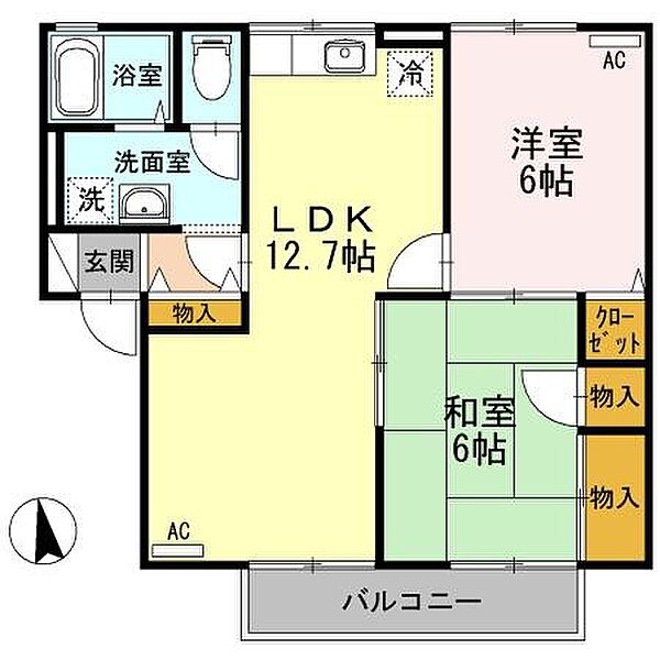 ソフィア　A棟 202｜鳥取県米子市米原６丁目(賃貸アパート2LDK・2階・55.44㎡)の写真 その2