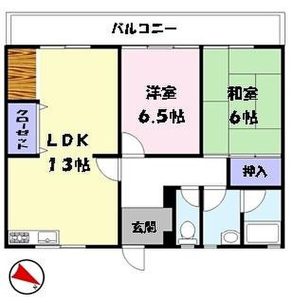 ラフェスタ河崎 205｜鳥取県米子市河崎(賃貸マンション2LDK・2階・60.72㎡)の写真 その2