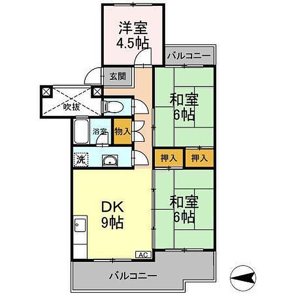 フジパレス米子 303｜鳥取県米子市糀町１丁目(賃貸マンション3DK・3階・65.00㎡)の写真 その2