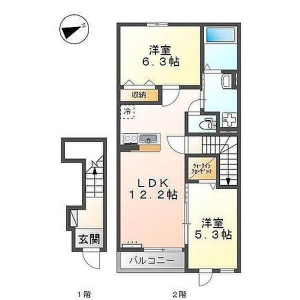 フレアマンション3 201｜鳥取県米子市西福原８丁目(賃貸マンション2LDK・2階・57.84㎡)の写真 その2