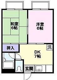 ラフェスタ夜見町 2DKの間取図画像