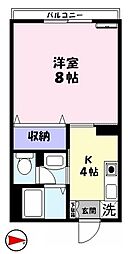 フロール1 1Kの間取図画像