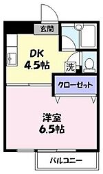 ラフェスタ旗ヶ崎 1DKの間取図画像