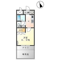エクセルハイツ 2階1Kの間取り
