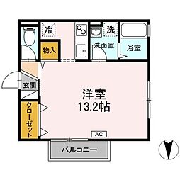 カサブランカ 2階ワンルームの間取り