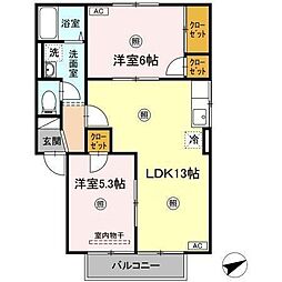 のぎくA 2LDKの間取図画像