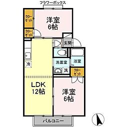 セジュールエムB 2LDKの間取図画像