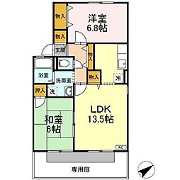 サン・ルミエールc 2LDKの間取図画像