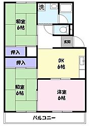 住吉中央マンション 3DKの間取図画像